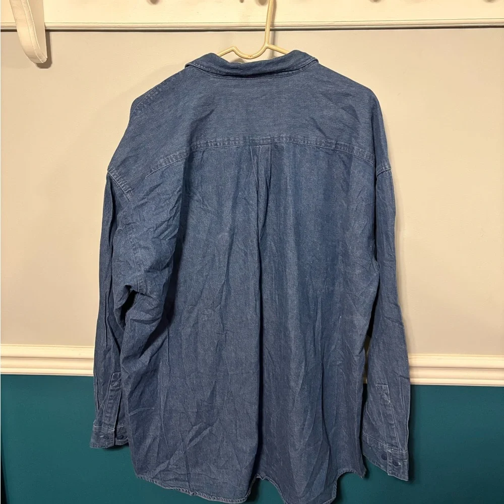 Disney Women's Blue Denim Shirt with Mickey and Minnie Embroidery XXL - Picture 3 of 10